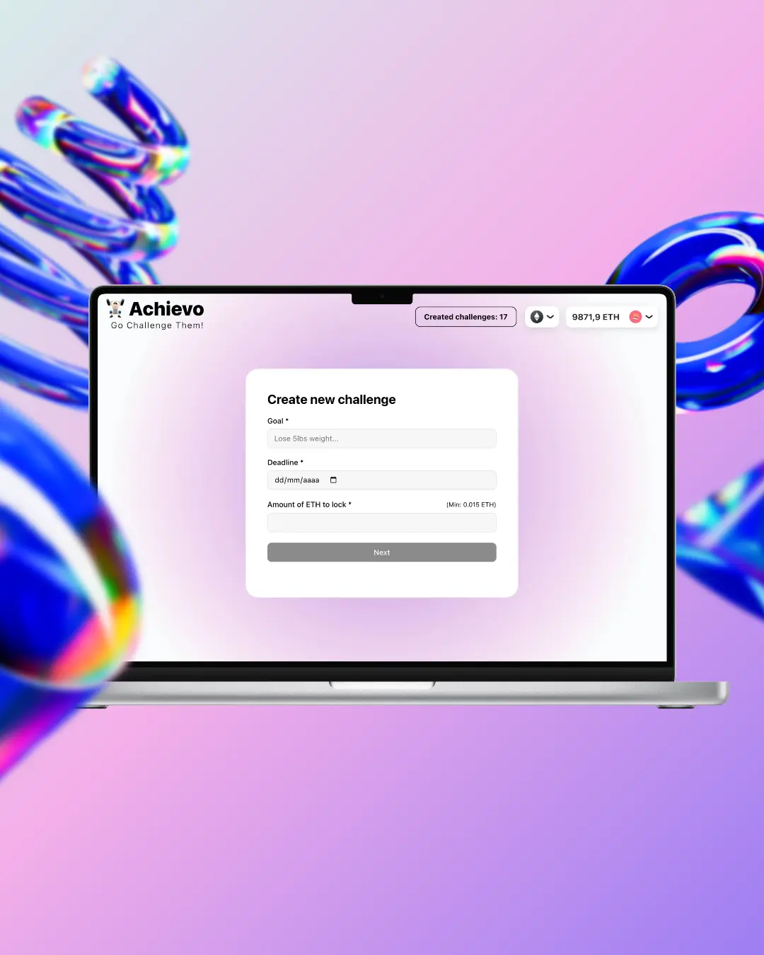 Web3 dApp for goals achieving by doing challenges